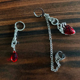 Vampire Heart Halloween Chain Ear Cuff Earrings Set