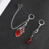 Vampire Heart Halloween Chain Ear Cuff Earrings Set