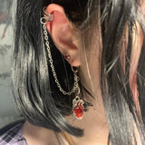 Vampire Heart Halloween Chain Ear Cuff Earrings Set