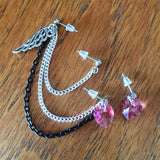 Triple OR DOUBLE Piercing Heart Angel Wing Earrings