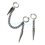 Clip On Spikes Chain Earrings