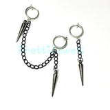 Clip On Spikes Chain Earrings