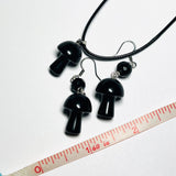 Black Onyx Mushroom Gemstone Earrings