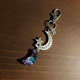 Purple Crystal Moons Purse Handbag Charm Zipper Pull