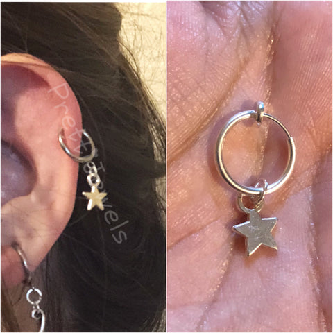 Cute Star Clip On Hoop Cartilage Earring Single