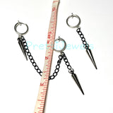 Clip On Spikes Chain Earrings