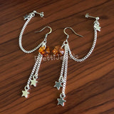 Fiery Heart Star Crystal Double Piercing Earrings Set