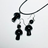 Black Onyx Mushroom Gemstone Earrings