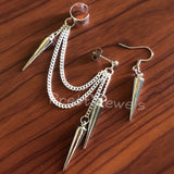 Silver Spiky Dangly Ear Cuff Set