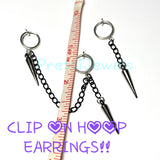 Clip On Spikes Chain Earrings