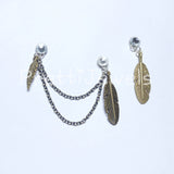 MAGNETIC NO PIERCING Feather Chain Earrings