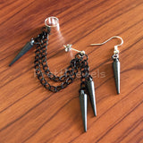 Black Dangly Spike Ear Cuff Earrings