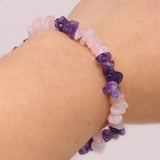 Amethyst & Pink Quartz Crystal Bracelet