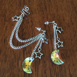 Crystal Moon Ear Cuff Earrings