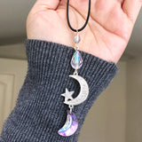 Crescent Moon Sun Catcher Mirror Charm