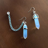 MAGNETIC Non Piercing Top Stud Opalite Chain Earrings