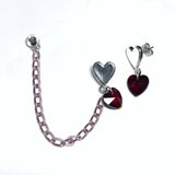 MAGNETIC CARTILAGE stud Pink Red Heart Chain Earrings