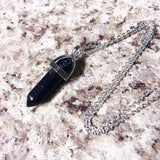 Blue Goldstone Gemstone Necklace - silver chain