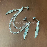 Feathers Wing Cartilage Double Piercing Set