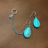 New Unworn Turquoise Droplet Chain Ear Cuff Earrings CLIP ON Cartilage Hoop