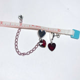 MAGNETIC CARTILAGE stud Pink Red Heart Chain Earrings