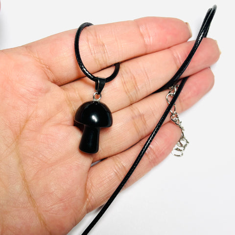 Black Onyx Mushroom Gemstone Necklace