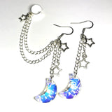 Crystal Moon Ear Cuff Earrings