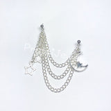 Double Piercing Moon Star Chain Earring