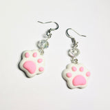 New Unworn Cute White Paw Earrings