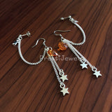 Fiery Heart Star Crystal Double Piercing Earrings Set