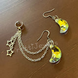 Crystal Moons Star Ear Cuff Earrings