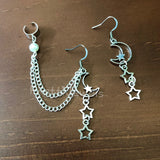 Moons Dangly Stars Ear Cuff Earrings