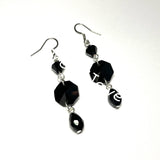 Black Dangly Drop Crystal Earrings