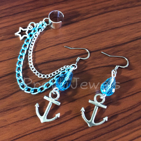 Nautical Anchors Ear Cuff Set