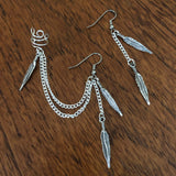 Simple Dangly Feather Ear Cuff Earrings Set