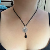 Spiderweb Teardrop Black Halloween Necklace