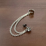 CZ Double Piercing Chain Earring