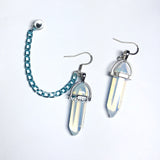 MAGNETIC Non Piercing Top Stud Opalite Chain Earrings