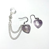 Amethyst Heart Ear Cuff Earrings