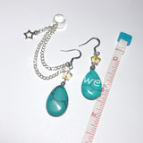 Turquoise Droplet Star Chain Ear Cuff Set