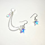 Crystal AB Starfish Ear Cuff Earrings Set