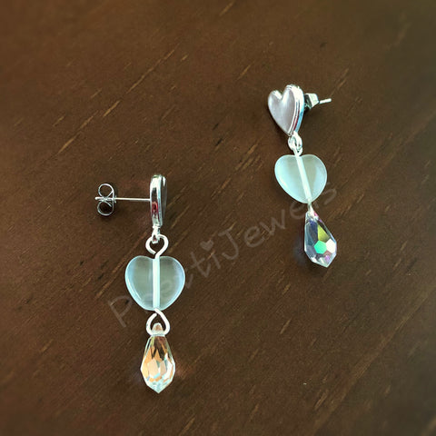 Crystal White Heart Earrings