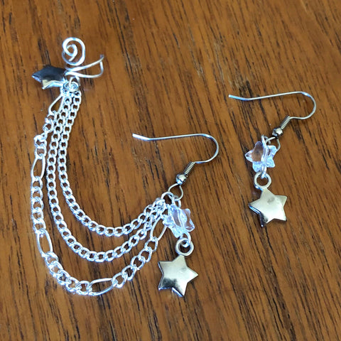 Swirly Swarovski Stars Ear Cuff Set