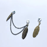 MAGNETIC NO PIERCING Feather Chain Earrings