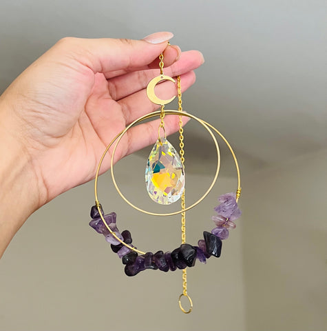 Amethyst Moon Gold Toned Sun Catcher