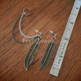 Big Feather Ear Cuff Earrings