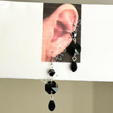 Black Dangly Drop Crystal Earrings