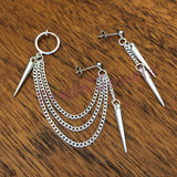 Dangly Spikes Ear Clip On Hoop Earrings