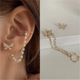 Butterfly Pearl Ear Cuff Set