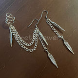 Simple Dangly Feather Ear Cuff Earrings Set